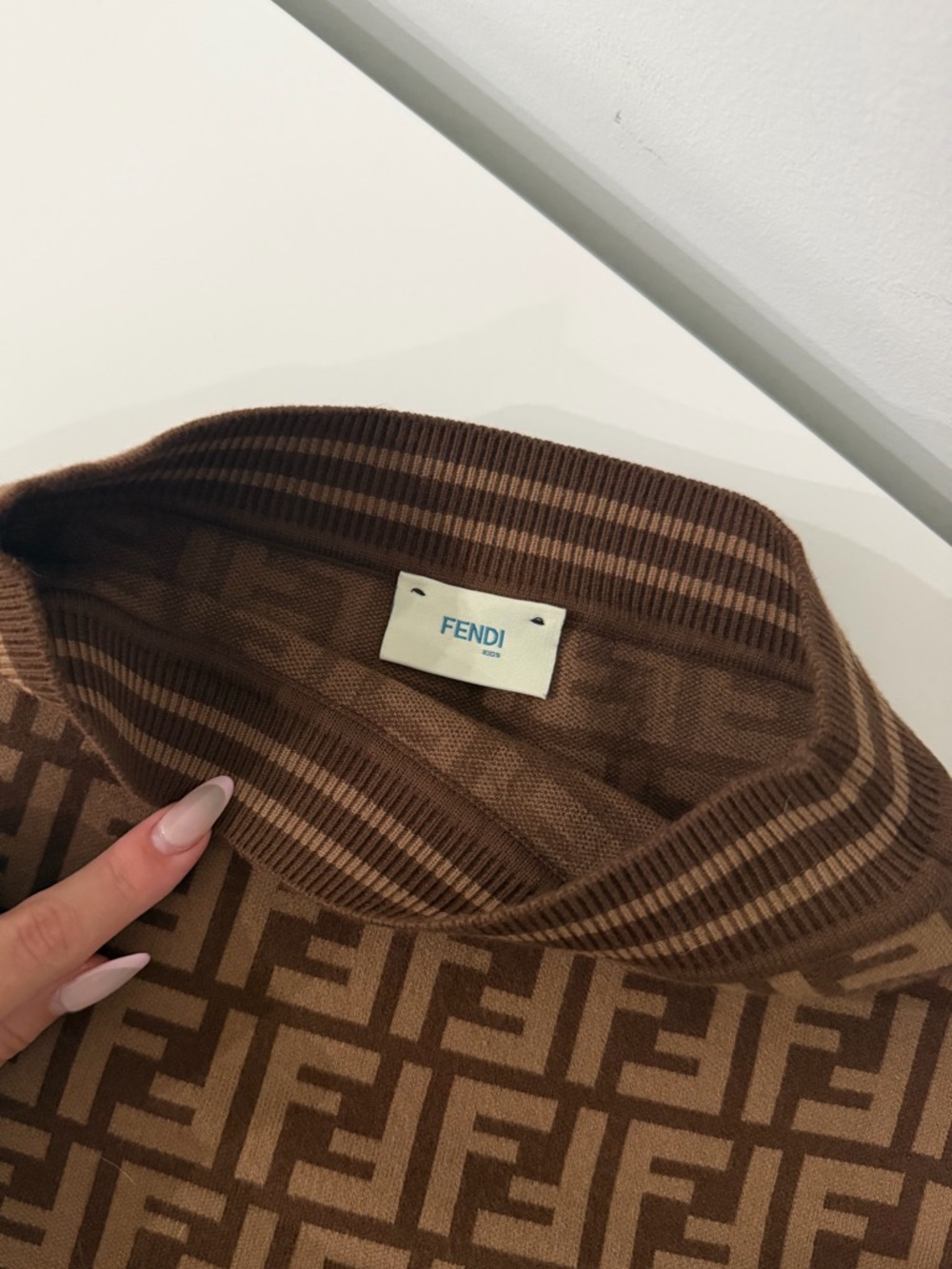 Fendi Brown Logo Jacquard Knit Mini Skirt - Picture 4 of 5